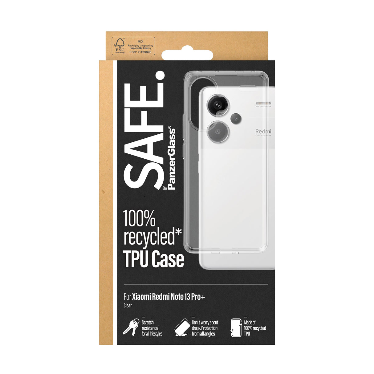 Xiaomi Redmi Note 13 Pro Plus - SAFE by PanzerGlass Fleksibel Plastik Cover - Gennemsigtig