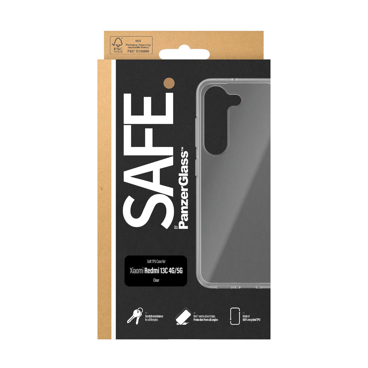 Xiaomi Redmi 13C (4G / 5G) Safe By PanzerGlass®  Fleksibelt Plastik Cover - Gennemsigtig