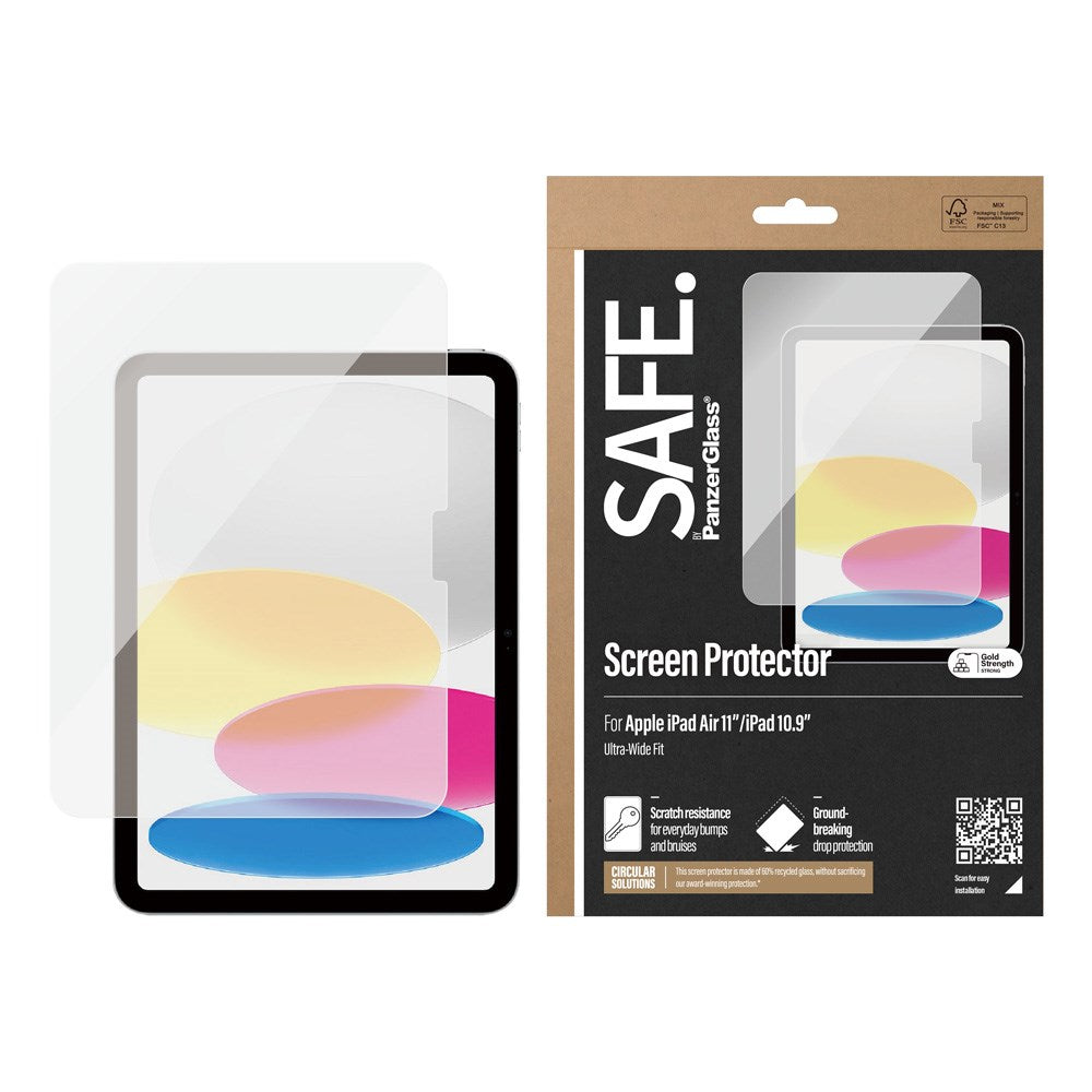 iPad 11" (2025) / iPad Air 11" (2024-2025) / 10.9" (2022-2024)  Safe By PanzerGlass® Ultra-Wide Fit Skærmbeskyttelsesglas - Case Friendly - Gennemsigtig