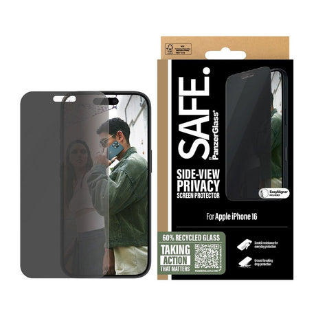 iPhone 15/16 - SAFE by PanzerGlass - Ultra-Wide Fit Skærmbeskyttelsesglas - Privacy Funktion - Gennemsigtig