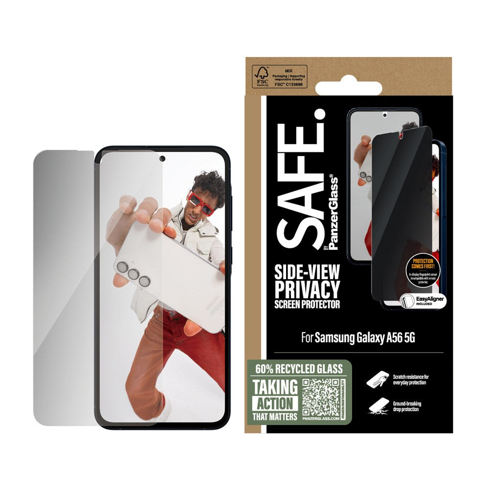 Samsung Galaxy A56 (5G) - SAFE by PanzerGlass - Ultra-Wide Fit Skærmbeskyttelsesglas - Privacy Funktion - Gennemsigtig