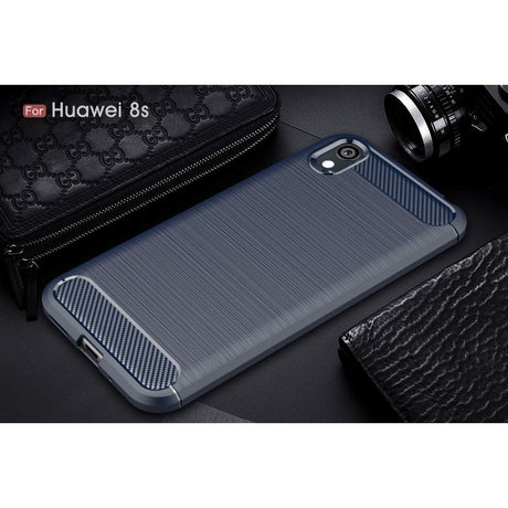 Huawei Y5 (2019) Carbon Fibre Fleksibelt Plastik Cover - Mørke Blå