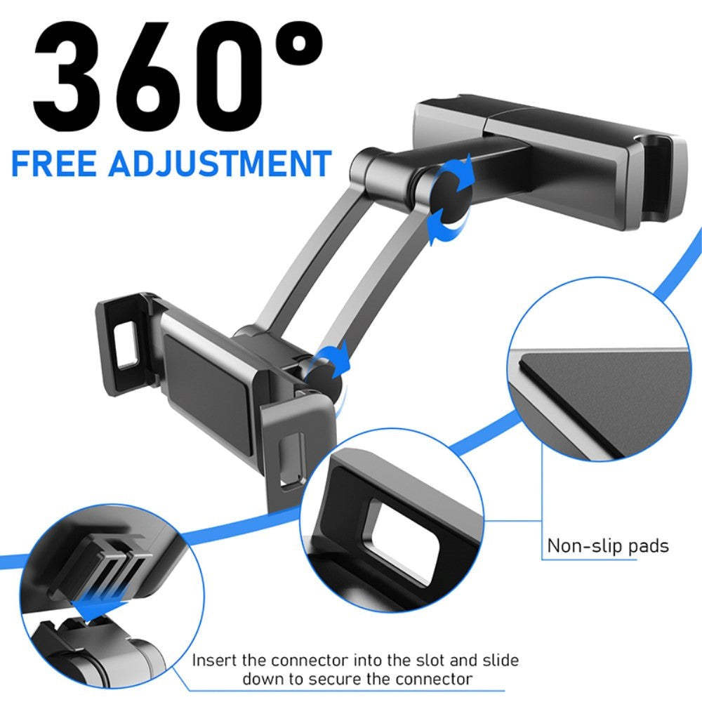 Universal Holder Til Nakkestøtte - Mobil & Tablet - Sort