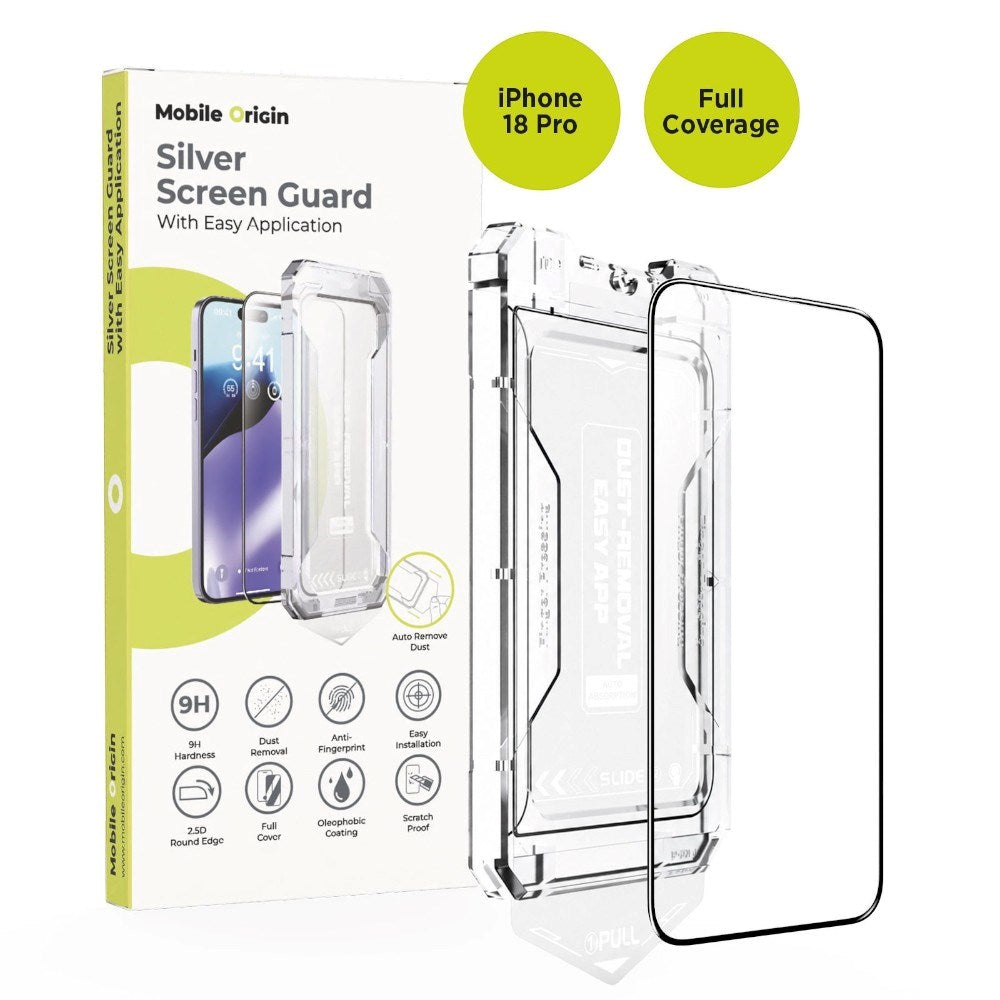Mobile Origin iPhone 18 Pro Beskyttelsesglas m. Easy Applicator - Gennemsigtig