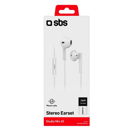 SBS Studio Mix 65 Høretelefon In-Ear m. Jackstik 3.5mm & Mikrofon - Hvid