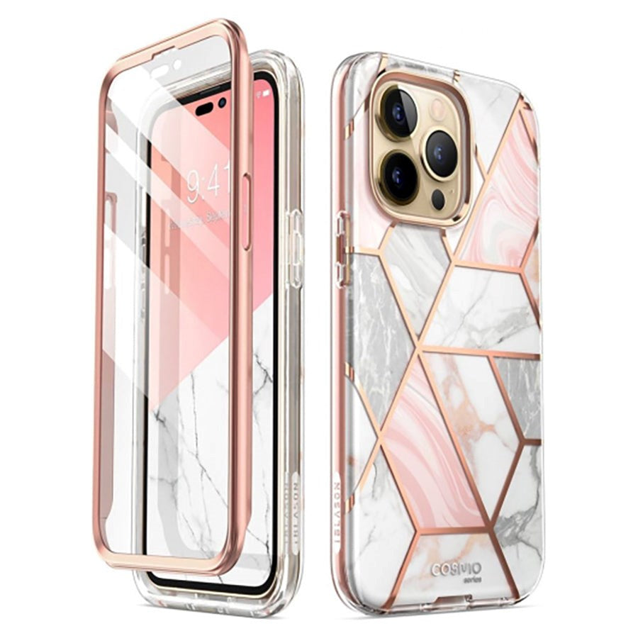 iPhone 14 Pro Max i-Blason Cosmo Marble Bagside Cover m. Skærmbeskyttelse - Pink