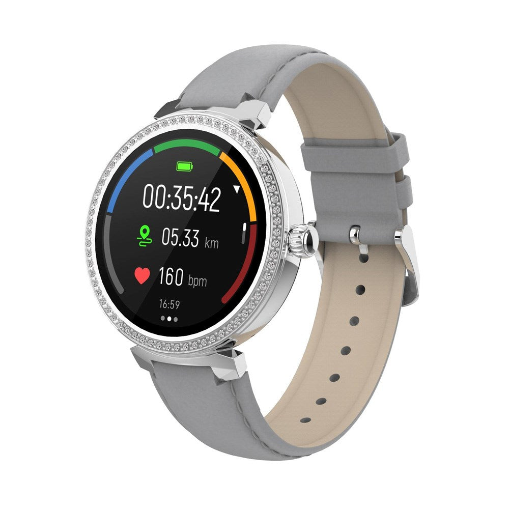 Denver SWC-342 Bluetooth Smartwatch med Kunstlæder Rem - Indbygget Sundheds- & Fitnesstracker - Sølv