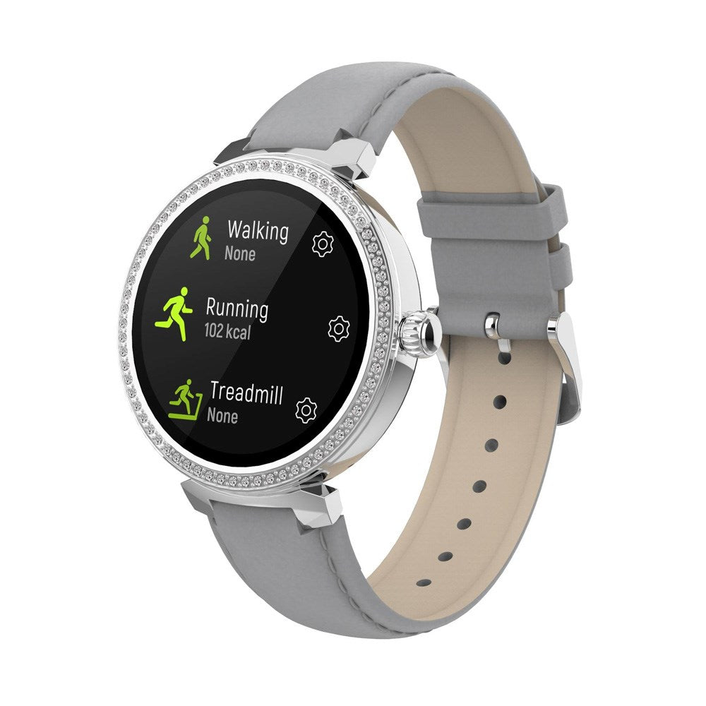 Denver SWC-342 Bluetooth Smartwatch med Kunstlæder Rem - Indbygget Sundheds- & Fitnesstracker - Sølv
