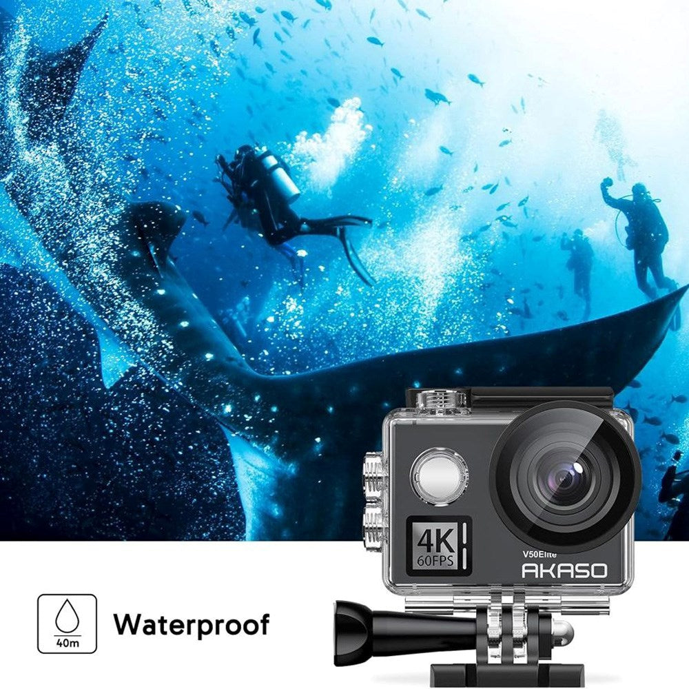 AKASO Action Kamera V50 Elite m. 4K - UHD - 60FPS - Sort