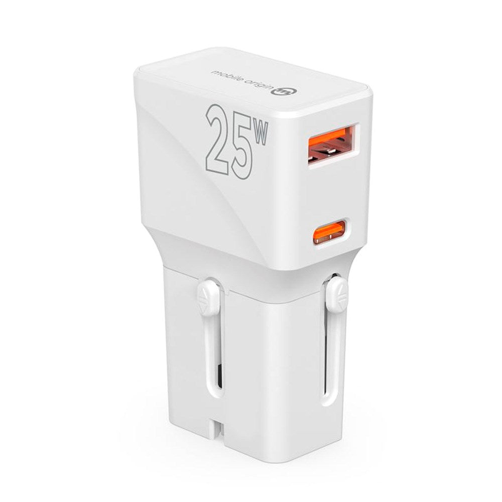 Rejse Adapter EU/US/UK/AU 25W - Mobile Origin - Hvid