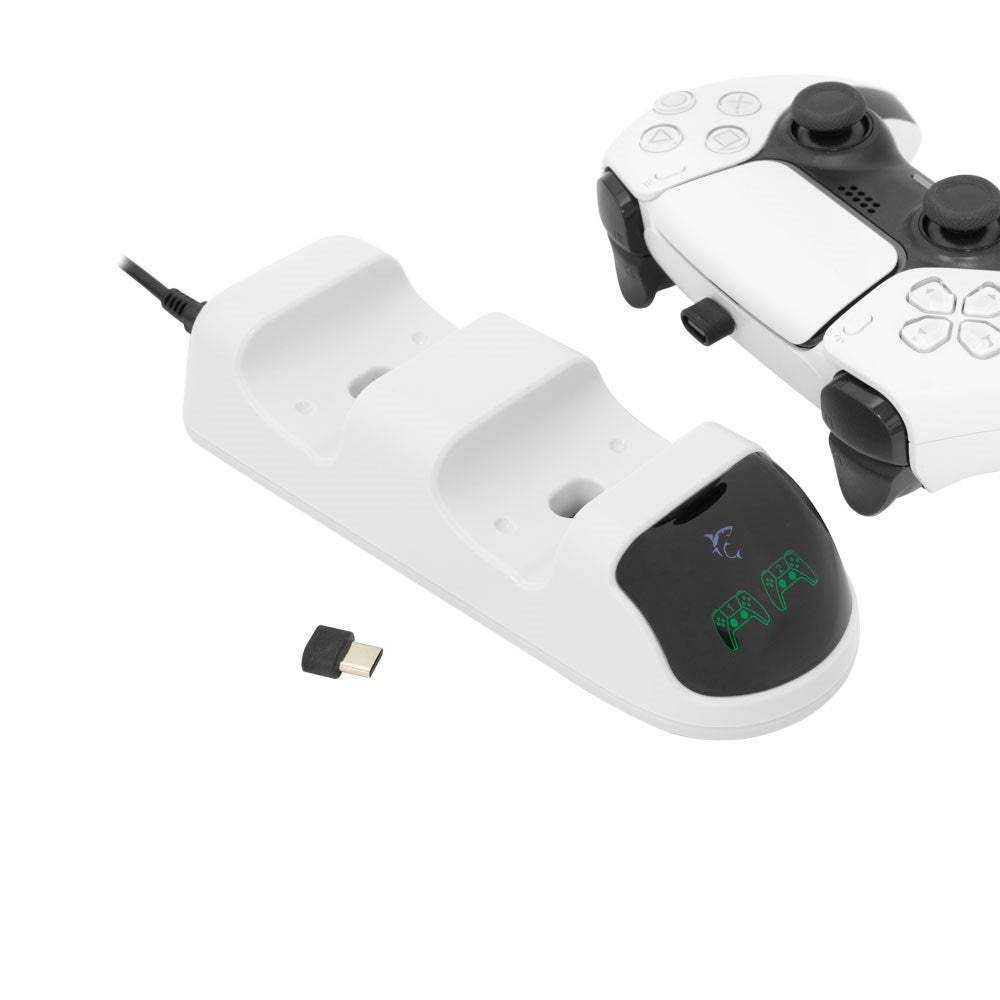 White Shark TAKEDOWN PS5 Controller Ladestander - Hvid