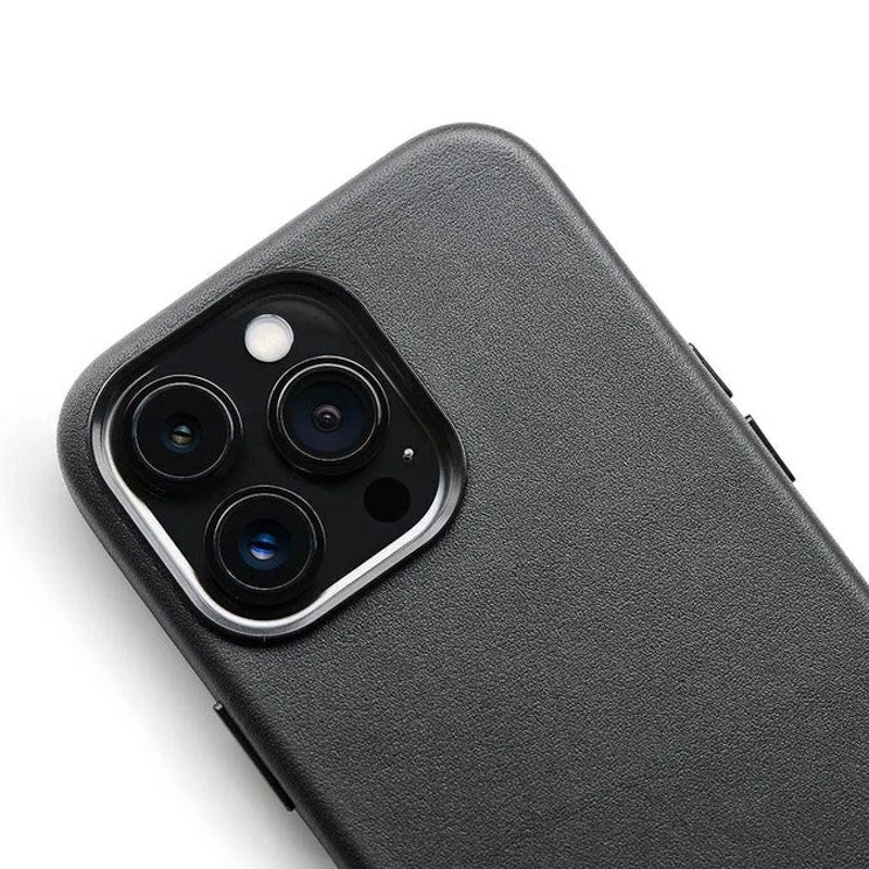 iPhone 13 Pro Trunk Ægte Læder Bagside Cover - Sort