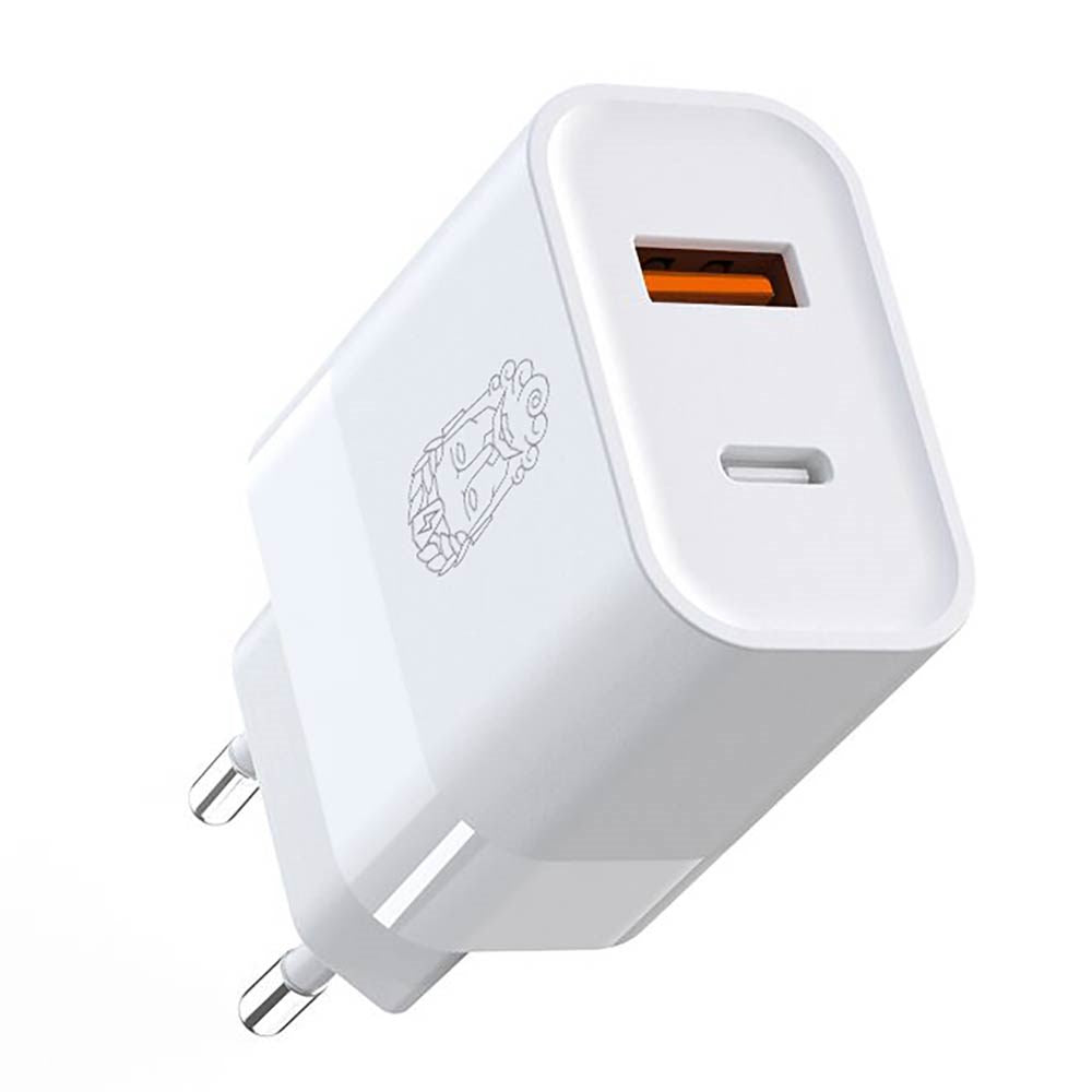 Upström Cirkulär 30W PD Bæredygtig Vægoplader m. USB-C & USB-A - Hvid