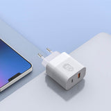 Upström Cirkulär 30W PD Bæredygtig Vægoplader m. USB-C & USB-A - Hvid