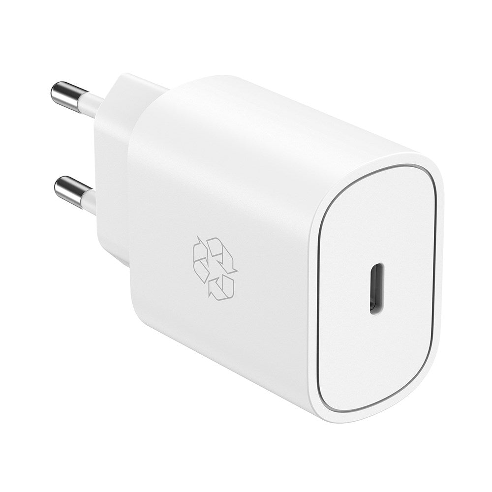 ËSSENTIALS by Upström PD 25W Genanvendt Plastik Vægoplader m. USB-C - Hvid