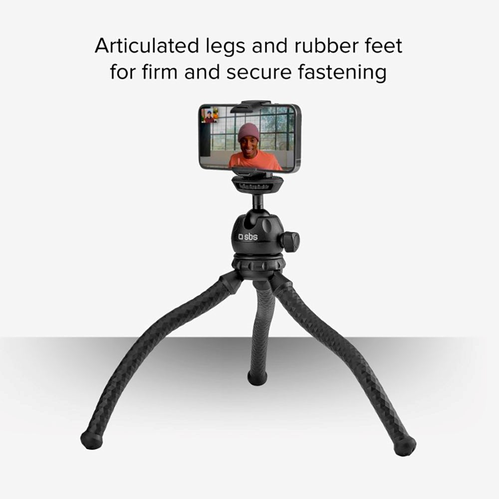 SBS Squid Tripod Pro - Stativkit til Smartphone / Kamera - Max Mobil: 60 - 95mm - Sort