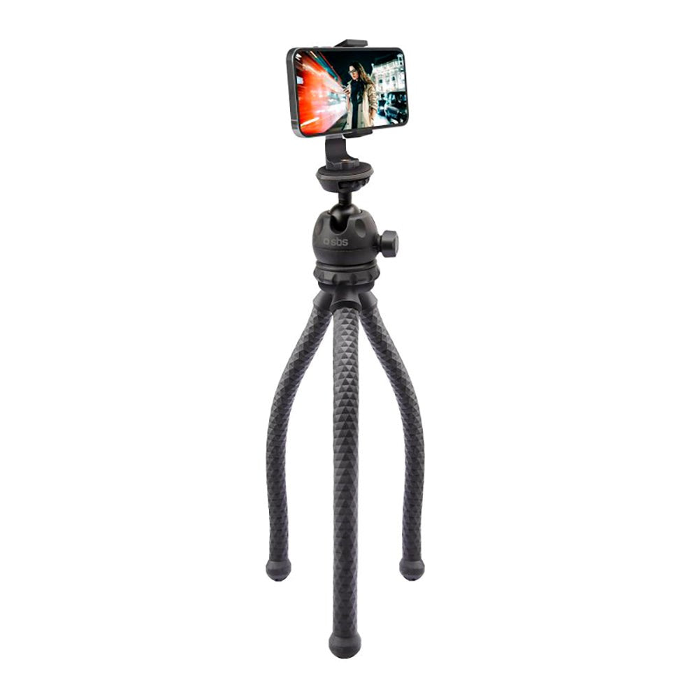 SBS Squid Tripod Pro - Stativkit til Smartphone / Kamera - Max Mobil: 60 - 95mm - Sort