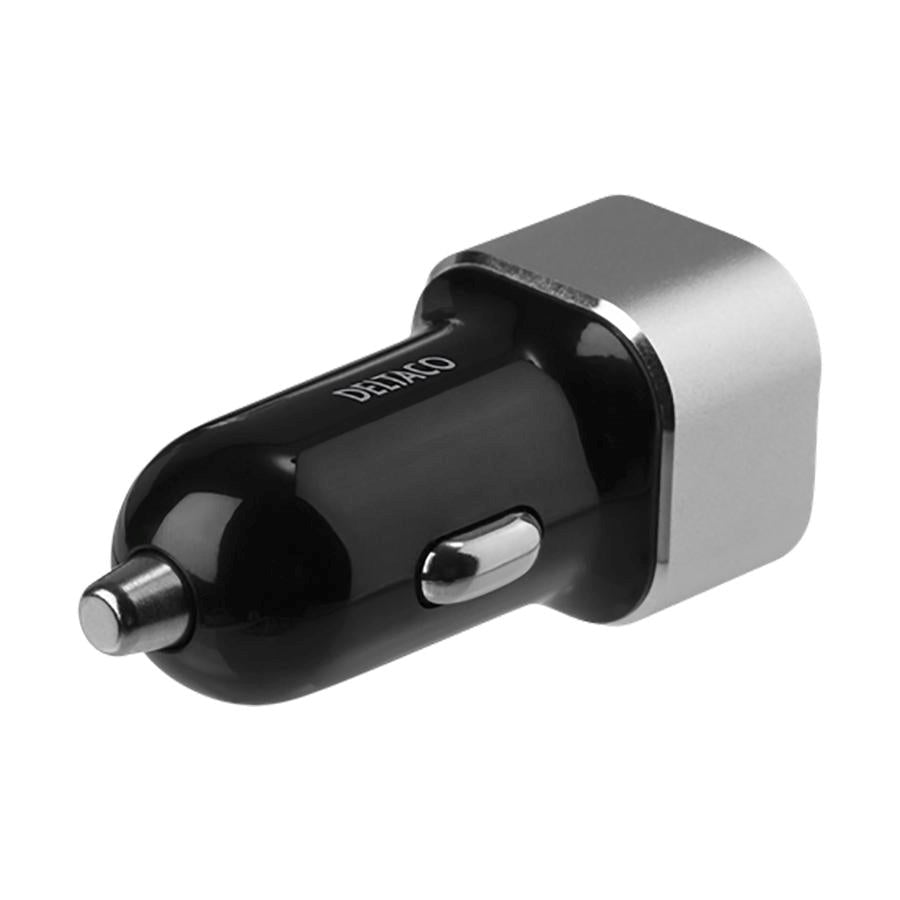 Deltaco 17W Biloplader 2 x USB-A - Sort