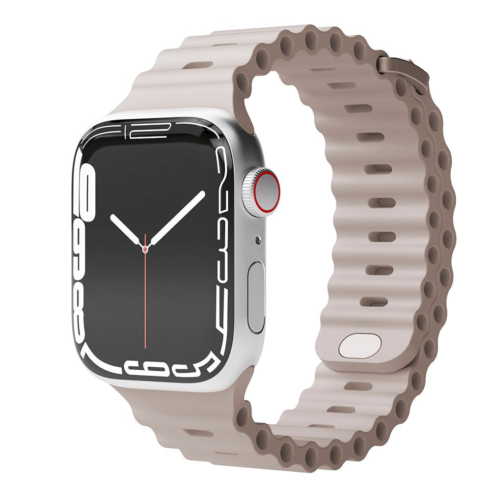 Vonmählen Apple Watch (42/44/SE/45/46/49mm) Wave Band Silikone Rem - Cream