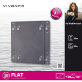 Vivanco TV-Vægbeslag - Fikseret - Maks. 20kg / 43" - Sort