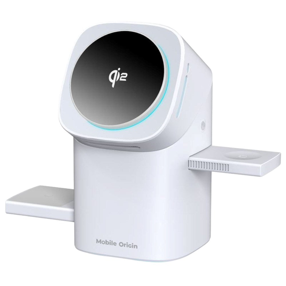 Mobile Origin Qi2 3-i-1 Multifunktionel Trådløs Oplader - Hvid