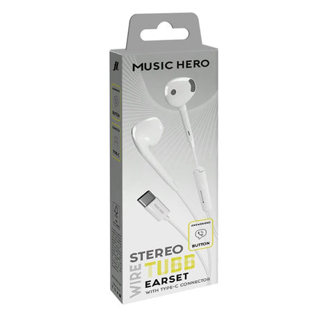 MUSIC HERO Tubb Stereo In-Ear Headset m. USB-C & Mikrofon - Hvid