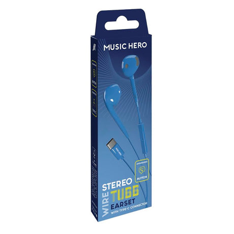 MUSIC HERO Tubb Stereo In-Ear Headset m. USB-C & Mikrofon - Blå