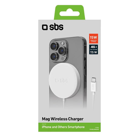 SBS Trådløs Magnetisk Oplader 10W - MagSafe Kompatibel - Hvid