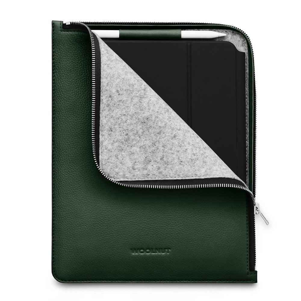 iPad / Tablet (23 x 29 cm) Woolnut Sleeve - Ægte Læder - Grøn