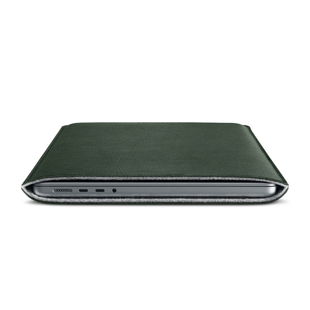MacBook Pro 14" M5 / M4 / M3 / M2 / M1 (2025 / 2021) Woolnut Sleeve - 24.5 x 33 cm - Ægte Læder - Grøn