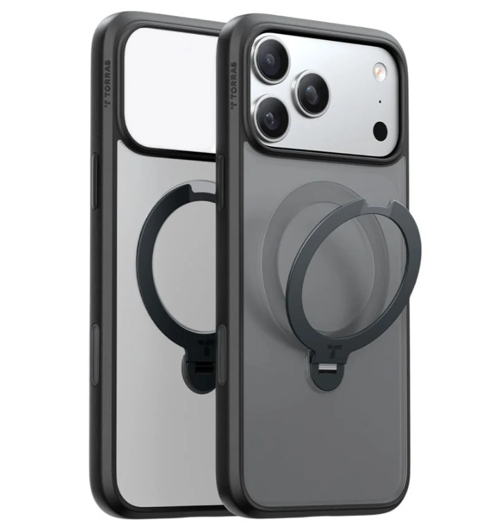 iPhone 18 Pro / 17 Pro TORRAS Ostand Q3 Spin Bagside Cover - MagSafe Kompatibel - Sort