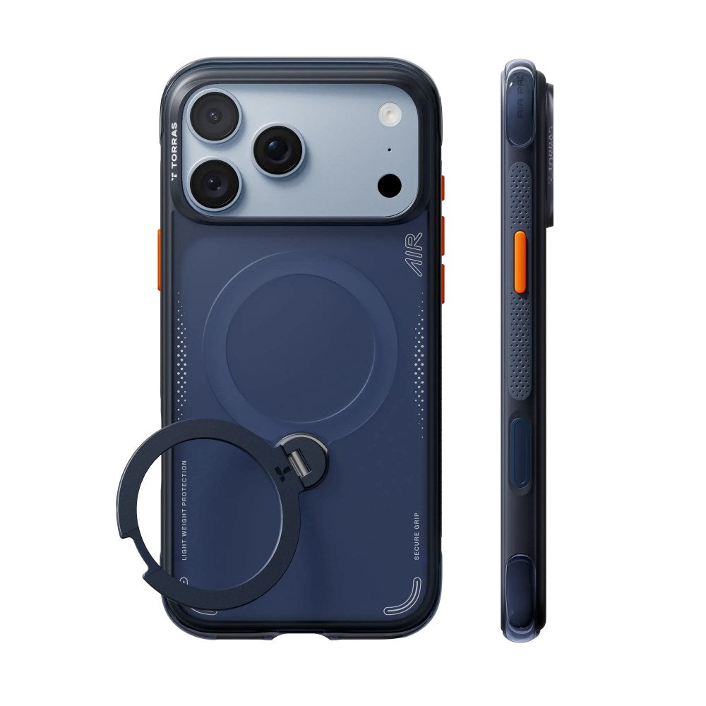 iPhone 18 Pro / 17 Pro TORRAS Ostand Q3 Air Bagside Cover - MagSafe Kompatibel - Deep Blue