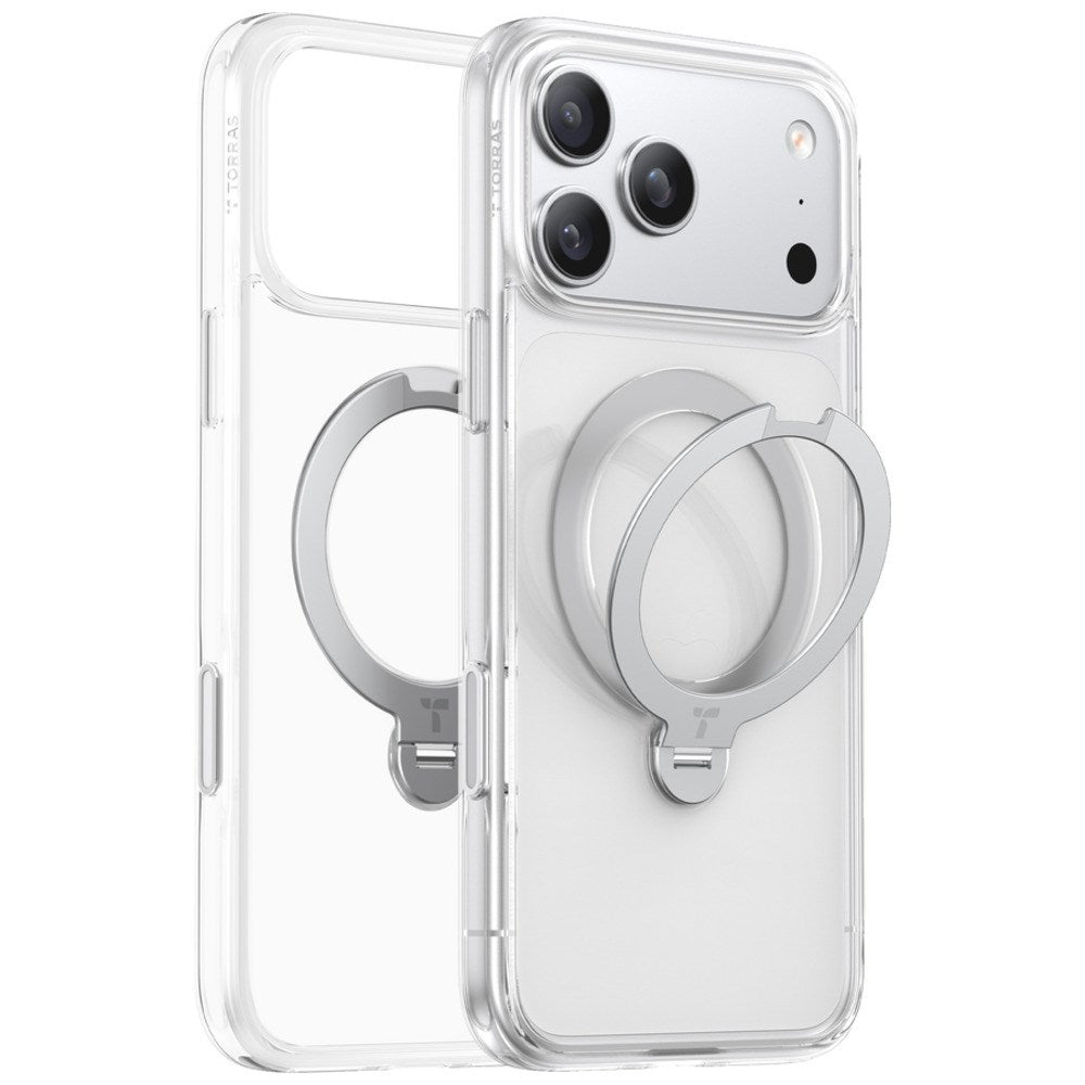 iPhone 18 Pro Max / 17 Pro Max TORRAS Ostand Q3 Spin Bagside Cover - MagSafe Kompatibel - Gennemsigtig