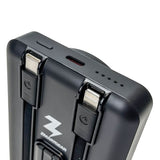 Zmartgear 6-i-1 18W Powerbank Pro med 10.00mAh - Trådløs Opladning - Indbygget USB-C / Lightning Kabel - Ståfunktion - Sort
