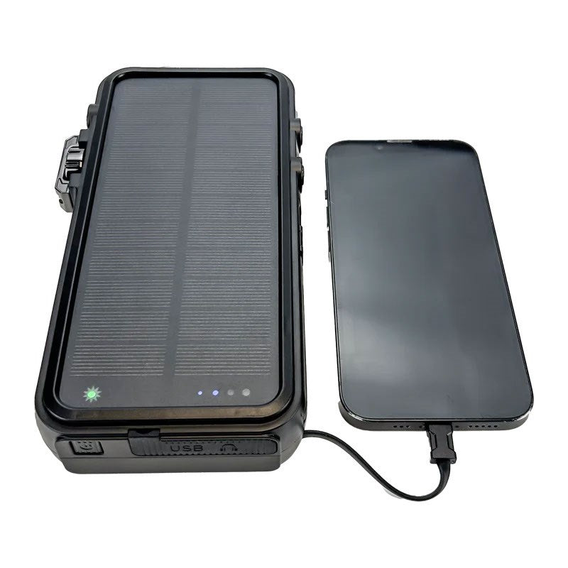 Zmartgear Powerbank Extreme m. 16.00 mAh / 59W / Nødradio / Trådløs Opladning / Indbygget USB-C & Lightning Kabel - Sort